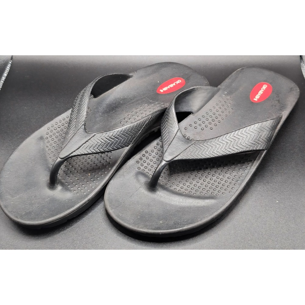 Okabashi Unisex Flip Flops Black Thong Sandals Size men's 9/10 Women's 11/12